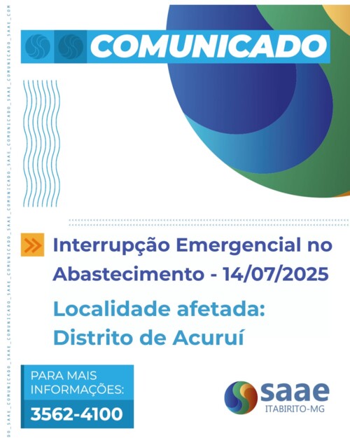 Interrupção emergencial - Distrito de Acuruí